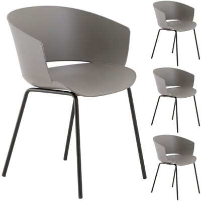 Tuinstoel NIVEL, set van 4 stuks, van aluminium en kunststof - grijs