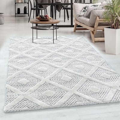Flycarpets Sofia Vloerkleed Modern - Crème / Grijs - Laagpolig Tapijt Woonkamer - 200x290 cm