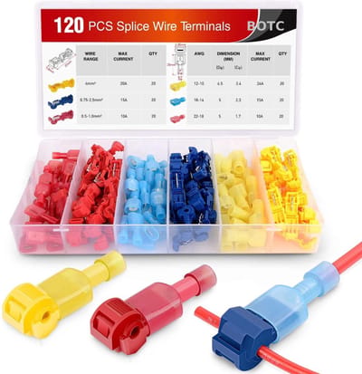 BOTC Draadconnectoren 120 Stuks – Quick Splice T-Tap Kabelverbinder – Soldeerloos & Zelfstrippend – Voor Auto & Elektronica