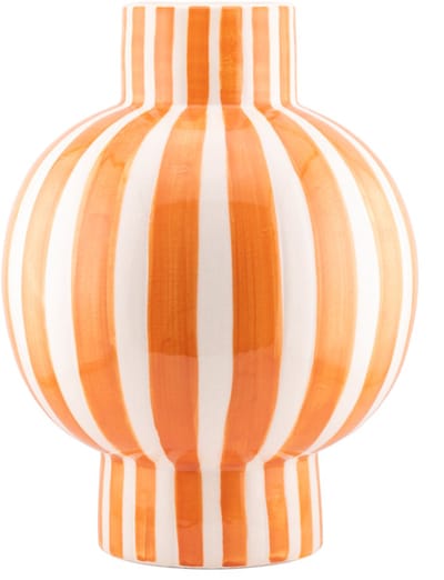 HomeBound by KY | Vaas keramiek Orb striped oranje | bloemenvaas