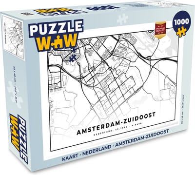 Puzzel Kaart - Nederland - Amsterdam-Zuidoost - Legpuzzel - Puzzel 1000 stukjes volwassenen