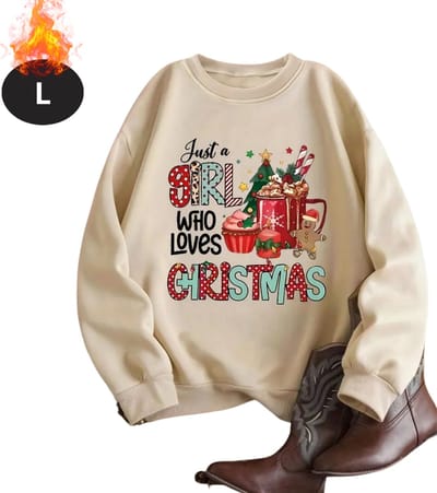 Bovista Kersttrui - Dames - Foute Kersttrui - Christmas Sweater - Cartoonprint - Kerst Sweater - Christmas Jumper - Pyjama - Abrikoos - L