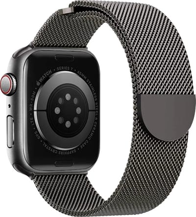 Stravo Luxe Milanese bandje - Geschikt voor Apple Watch 42mm (Series 11/10) , 41mm (Series 9/8/7), 40mm (Series 6/5/4/SE 1/2/3), 38mm (Series 3/2/1) - Grafiet - RVS metalen bandje met magneet - Milanees horlogebandje