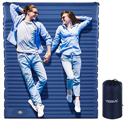Zelfopblazende Slaapmat voor 2 Personen - Ideaal voor Kamperen en Wandelen - Turquoise Blauw