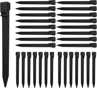 22x Zwarte Grondpennen 25 cm - Sterke Kunststof Haringen voor Tent, Tuin en Landscaping