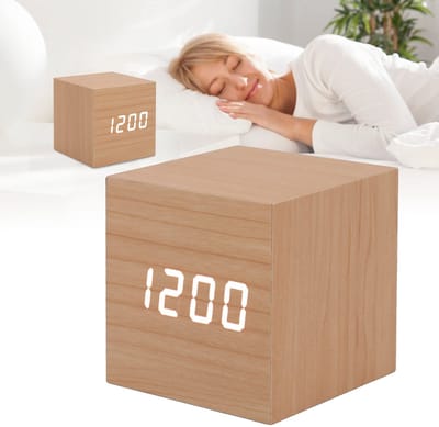 Store_8 - LED houten klok - multifunctioneel - stijlvolle wekker - draagbaar - digitale tijdsaanduiding - perfect voor kantoor en thuis