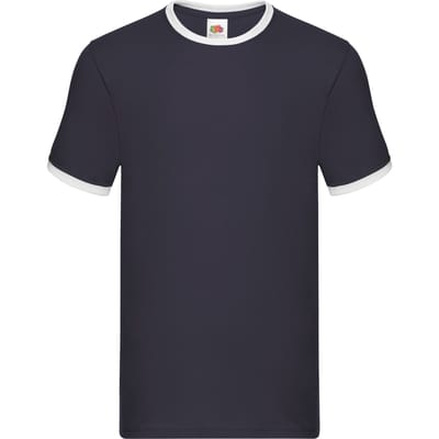 Fruit of the Loom Unisex Ringer T-shirt voor volwassenen (Marine / Wit)