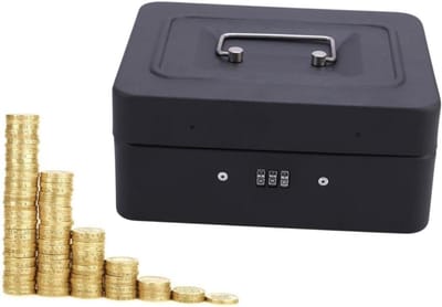 Geldkist met slot - Veiligheidsbox - Geld bewaren - Combinatieslot ontwerp - 20x16x9 cm - Zwart
