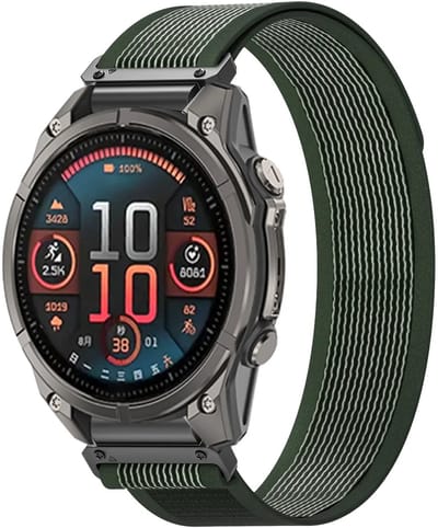 Strap-it Nylon loop bandje geschikt voor Garmin Fenix 9 (43mm) / 9 Pro (43mm) 8 - 43mm / Fenix 7s (Pro - Solar - Sapphire Solar) / Fenix 6s (Pro - Sapphire) / Fenix 5s (Plus - Sapphire) / Epix Pro (Gen 2) 42mm / Instinct 2s - E - Legergroen