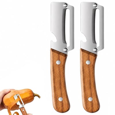 Dunschiller 2 stuks - Houten handvat - Roestvrij staal - Multifunctionele groenteschiller - ShopVlot