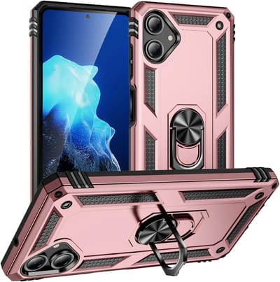 Anti-Shock Hybrid Ring Armor - Backcover Hoesje Geschikt voor: Samsung Galaxy A06 - Rosegoud