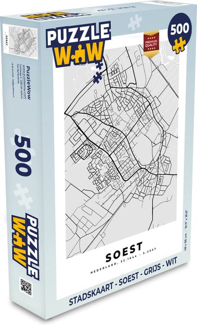 Puzzel Stadskaart - Soest - Grijs - Wit - Legpuzzel - Puzzel 500 stukjes - Plattegrond