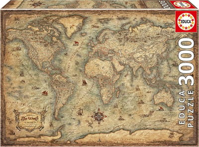 Grote Legpuzzel - Wereldkaart Puzzel - Ontspanning Thuis - Service Verloren Stuk - 120 x 85 cm - Diverse