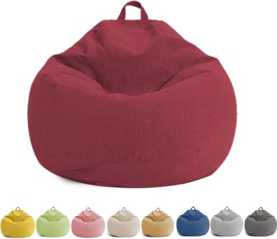 Zitzak voor Kinderen en Volwassenen - Zitzakhoes zonder Vulling met Rits - 100 x 120 cm - Perfect voor Slaapkamer, Kantoor en Tuin (Rood)
