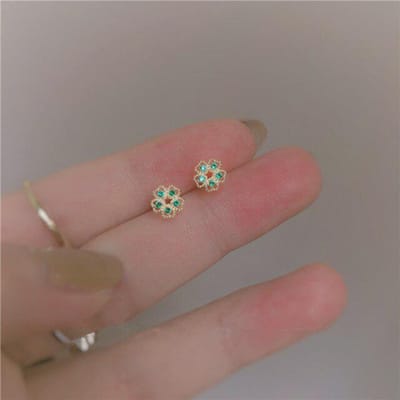 Boucles d'oreilles en argent sterling 925 coréennes creuses exquises fleur en cristal placage or 14k femmes nobles luxe cadeau de mariage bijoux or