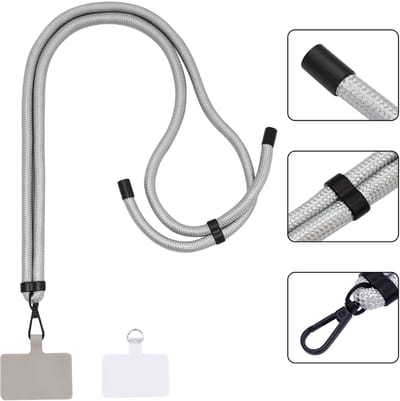 Casemania Extra Sterke Telefoonkoord - Titanium Gray - Dikke Verstelbare Telefoonketting - Universeel Koord voor Smartphone - Stevig Draagkoord voor Telefoon - Lanyard Crossbody Cord - Grijs