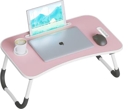 Bed Bureau - Laptop Tafel - Comfortabel Werken - Ruimtebesparend Ontwerp - 60x40x25 cm - Roze