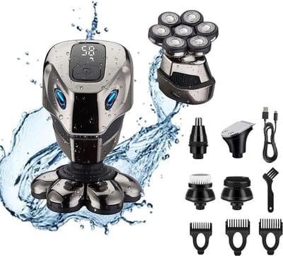6-in-1 Hoofd Scheerapparaat Mannen – Voor Nat En Droog Scheren - Scheerapparaat Hoofd – Inclusief Toebehoren Voor O.A: Neustrimmer & Oortrimmer – Waterdicht