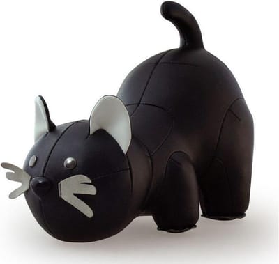 Zuny boekensteun kat zwart/wit