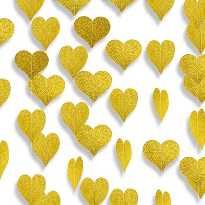 Gouden Hartjes Versiering Hartje Slingers Goud Gender Reveal Versiering Babyshower Geboorte Valentijn Versiering - 4m