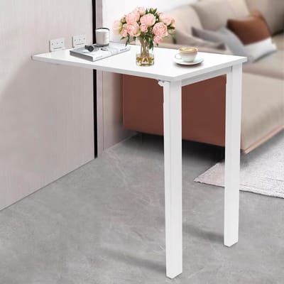 Klaptafel Wandmontage - Opklapbare Tafel - Ruimtebesparend Werken - Stevige Massief Houtplaat - 75x40cm - Wit