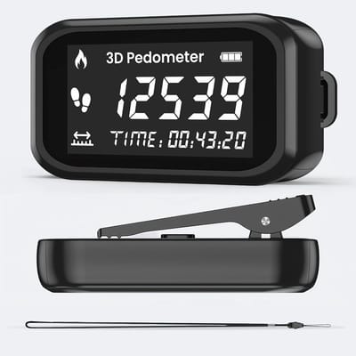 Stappenteller Clip - Activiteit Tracker - Beweging Registreren - 3D Drieassige Sensor - LCD Display - Zwart