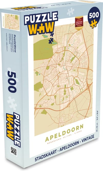 Puzzel Stadskaart - Apeldoorn - Vintage - Legpuzzel - Puzzel 500 stukjes - Plattegrond