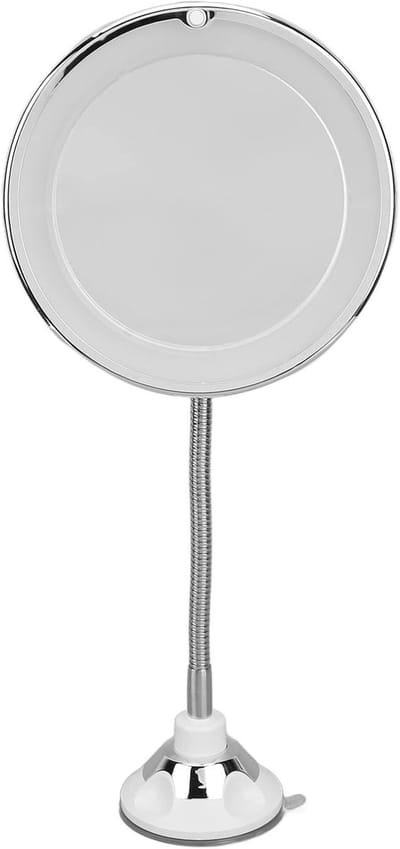 Verstelbare make-up spiegel met 10-voudige vergroting, LED-verlichting en zuignapmontage, perfect voor thuiskantoor en beauty routine