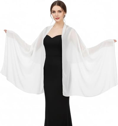 Elegante Chiffon Sjaal voor Avondjurken, 200 x 70 cm, Lichtgewicht Multifunctionele Sjaal voor Bruiloften, Feestjes en Speciale Gelegenheden