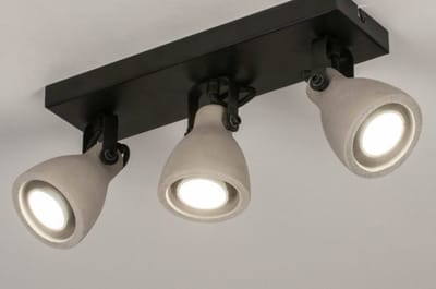 Lumidora Opbouwspot 73799 - BETONN - 3 Lichts - GU10 - Zwart - Betongrijs - Metaal