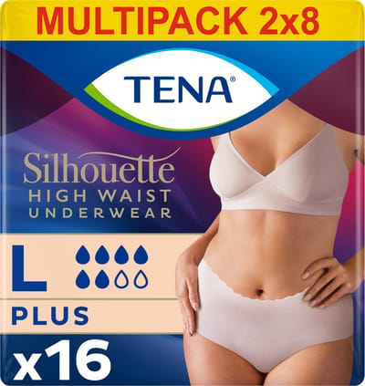 TENA Silhouette Plus - high waist incontinentiebroekjes - Crème - L - 16 stuks