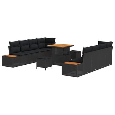 vidaXL - Tuinbank - Set - 11 - st - 10-Aantal - zitplaatsen - Zwart