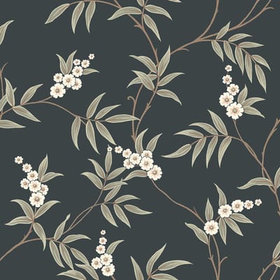 Boråstapeter Vliesbehang 7765 - Adorn - Botanisch Zwart - 53cm x 10.05m