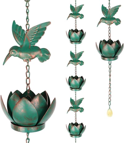 Regenketting Bladvorm - Decoratieve Regenvanger - Tuin Decoratie - Elegante Waterafvoer - 24 Meter Lang - Blauw