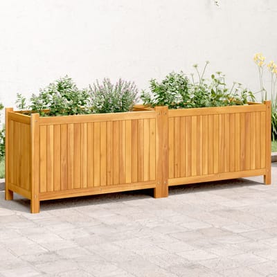vidaXL - Plantenbak - met - voering - 153x38,5x50 - cm - massief - acaciahout