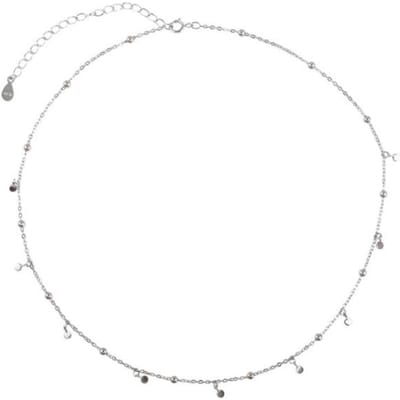 Collier en argent sterling 925 avec chaîne à perles multi-cercles et chaîne de clavicule ronde brillante pour femme, bijoux de fête, Nk042 40cm platine