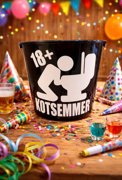 Kots Emmer Cadeau Emmer 10 Liter - Zwart met Witte Opdruk - 18+ - Verjaardag