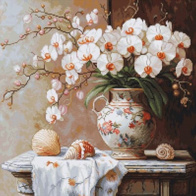 The Elegance of the Orchid Petit Point borduurpakket om te tellen - Luca-S G714