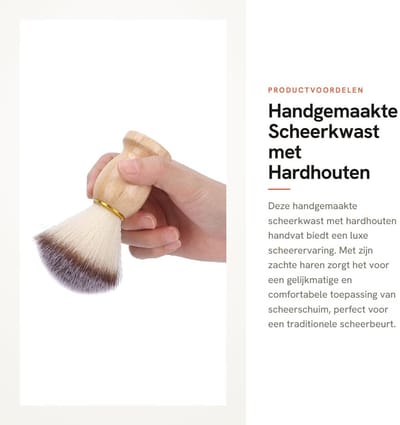 Dailygoods- Scheerkwast Handgemaakt - Hardhouten Handvat - Professionele Scheerset - Scheerborstel Heren - Vaderdagcadeau - Dubbele Vulling