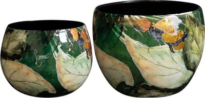 TS Collection - Pot Bee green - Mini set van 2 - Metaal & Epoxy - Exclusieve woonitems voor binnen - Handgemaakt - Unieke print - Designed by Lammie