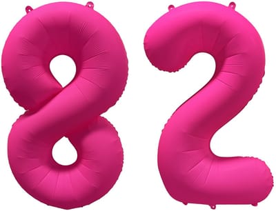 Folieballon 82 jaar - Neon Roze - 86 cm