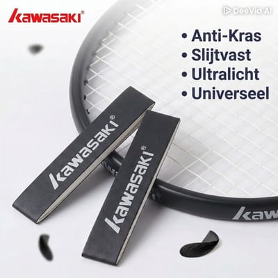 Kawasaki Badminton Racket Head Protection Tape – Slijtvaste Frame Bescherming – Anti‑Kras – Universeel – Zwart(4stuks)
