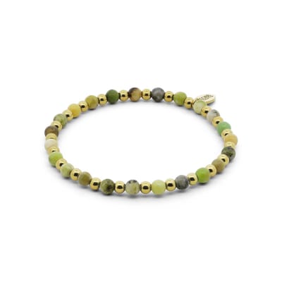 CO88 Collection 8CB-91458 – Dames Armband – Kralen Armband – Australische Jade – Goudkleurig Staal – Rekbaar – Cadeau voor Vrouwen