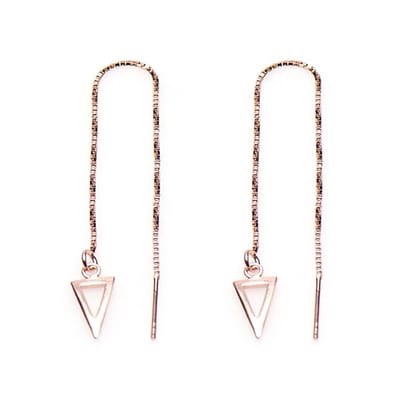 Karma Pull Through Triangle Silver Roseplated Oorbellen M1834