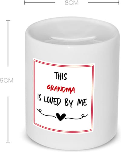 Akyol - this grandma is loved by me Spaarpot - Oma - iemand die houdt van zijn oma - verjaardag - cadeautje voor oma - oma artikelen - kado - geschenk - 350 ML inhoud