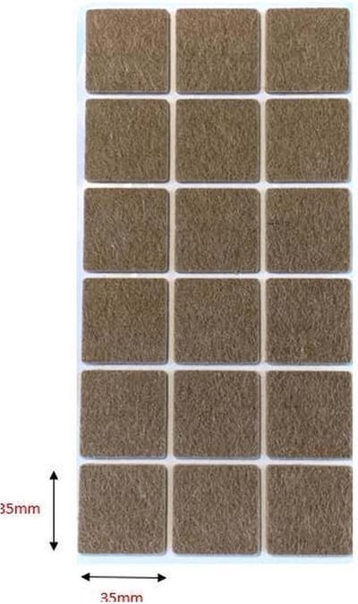 FSW-Products - Zelfklevend Meubelvilt - Meubelonderzetters - Viltjes - Vilt voor meubels - Antikras Vilt - 18 Stuks - Plakvilt - Vierkant 3.5x3.5 cm - Bruin