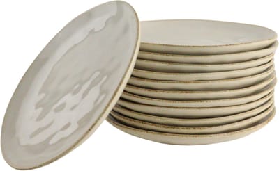 OTIX Ontbijtborden - Bordenset - 12 Persoons - Beige - 21cm - Keramiek - Gebaksbordjes - MAPLE