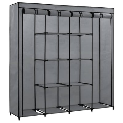 vidaXL - Kledingkast - met - 4 - vakken - 175x45x170 - cm - grijs