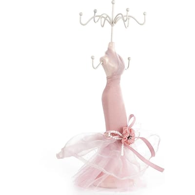 Robe Mannequin Chaussures à Talons Hauts Boucle d'Oreille Collier Bague Support Présentoir Bijoux(Grand Modèle) white