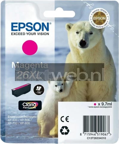 Epson T2633 nr. 26XL inktcartridge magenta hoge capaciteit (origineel)